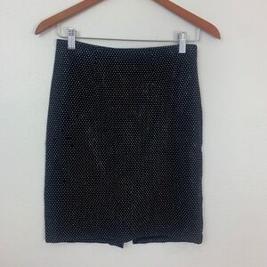 Hotel Particulier Black Silver Studded Polka Dot Pencil Skirt Size 36 US 4/6
